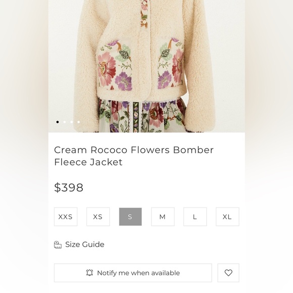 Farm Rio: Cream Rococo Flowers Bomber
Fleece Jacket - Picture 5 of 14